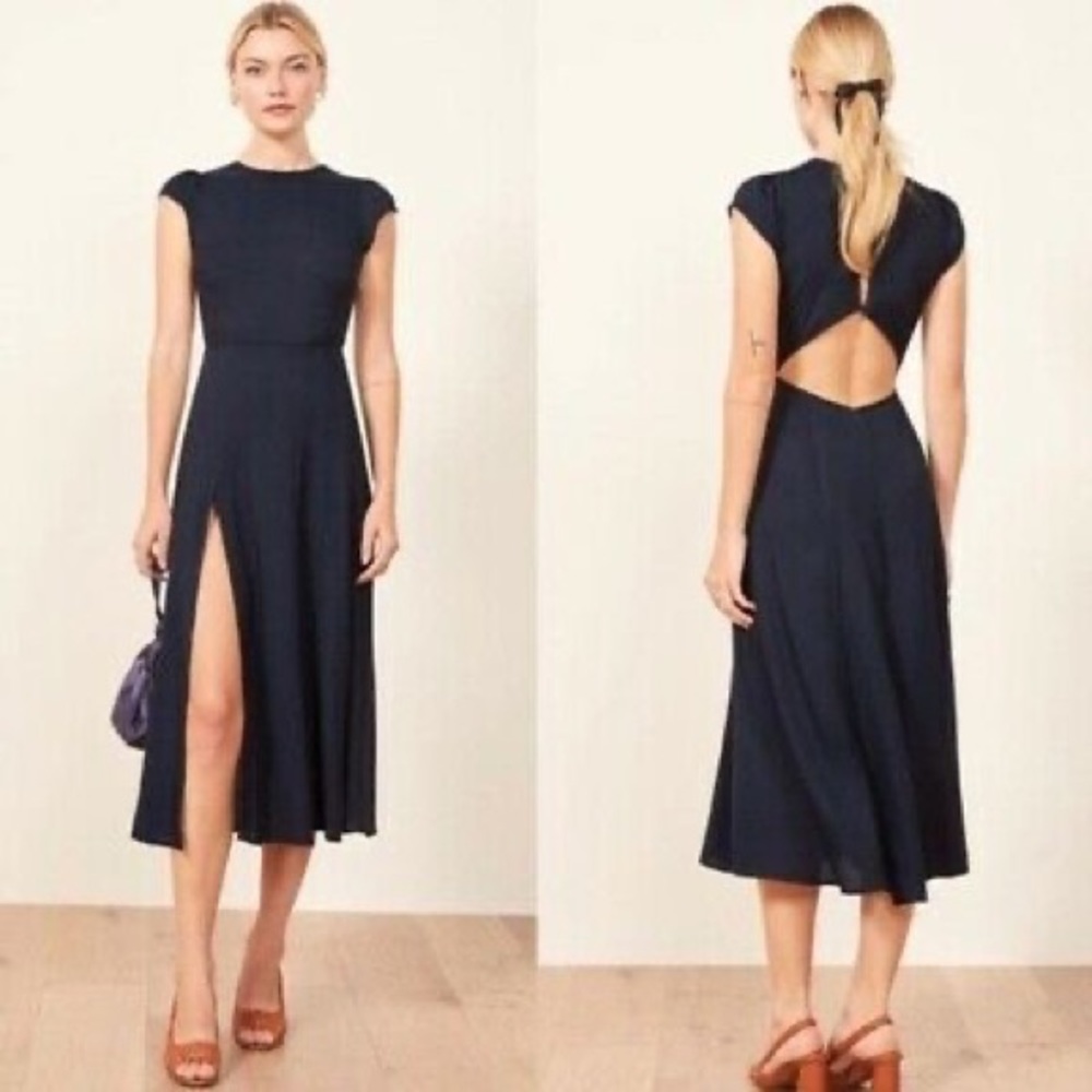 Reformation Gavin dress navy midi size 6